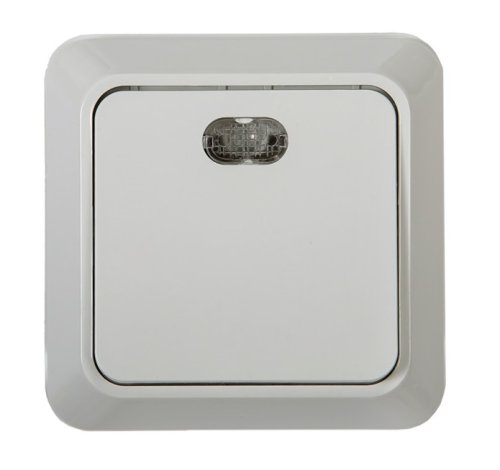 Выключатель накладной с подсветкой ASD Bolleto 1-кл. белый картинка